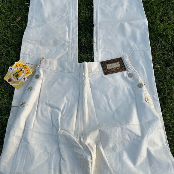 Lawman Western White Pleather Pants with Button Details - Picture 5 of 7
